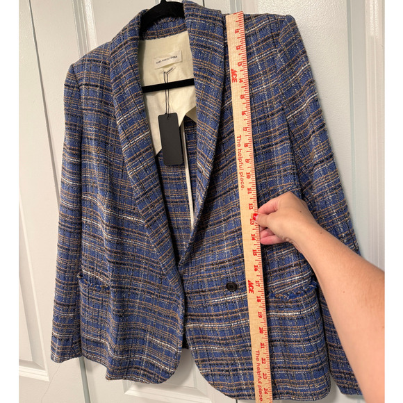 Isabel Marant L Tweed Linen Blend Blazer $650 Textured Jacket Boho Blue 42 - Picture 6 of 10